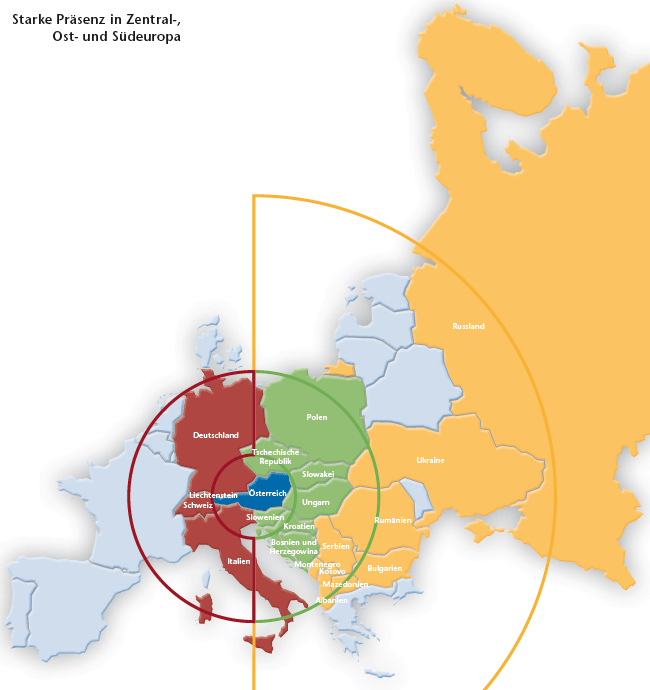 Starke Präsenz in Zentral-, Ost- und Südeuropa (Landkarte)