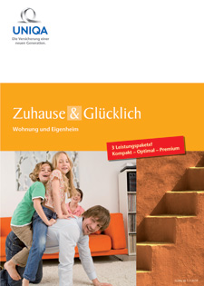 Werbesujet Zuhause & Glücklich – das innovative Paket der UNIQA für die Versicherung der eigenen vier Wände. (Bild)