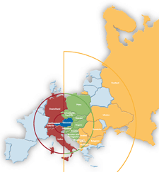 Starke Präsenz in Zentral-, Ost- und Südeuropa (Landkarte) Starke Präsenz in Zentral-, Ost- und Südeuropa (Landkarte)