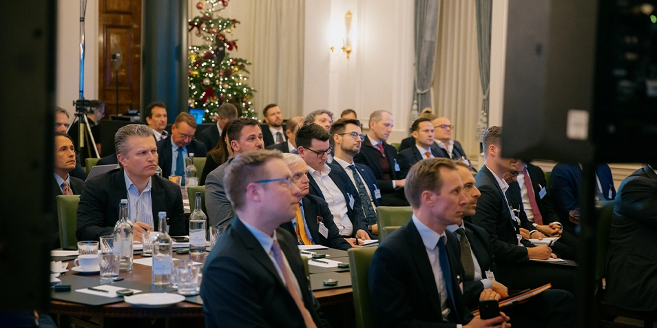 Participants at the Capital Market Update in London in November 2025 listen attentively.