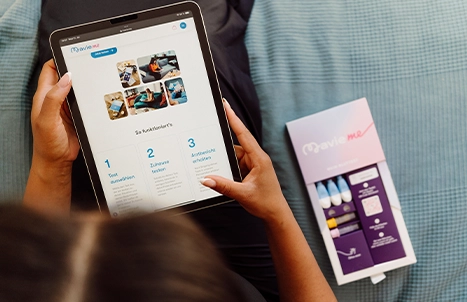 Tablet screenshot of the Mavieme website
